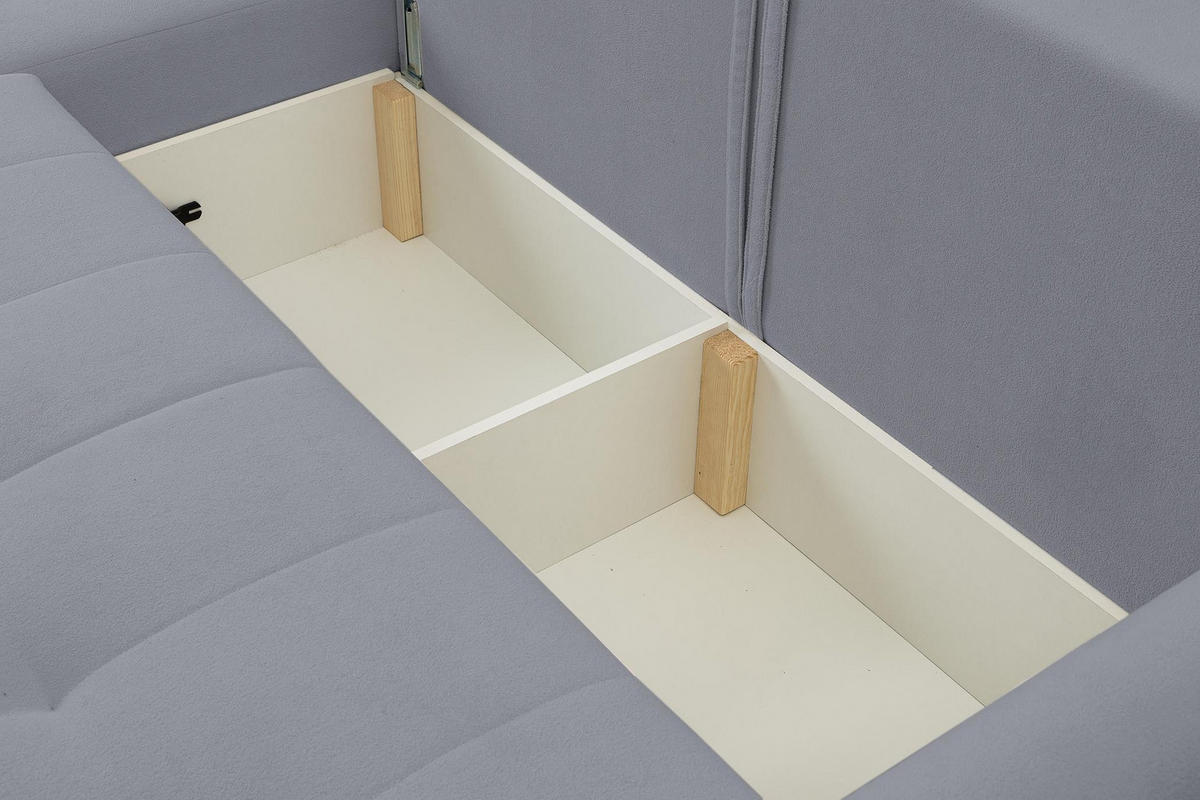 ECKSOFA Sprento Dunkelgrau, aus Boucle-Stoff, mit Schlaffunktion und Bettzeugfach - Dunkelgrau, Holzwerkstoff/Textil (230/149cm) - Bettso