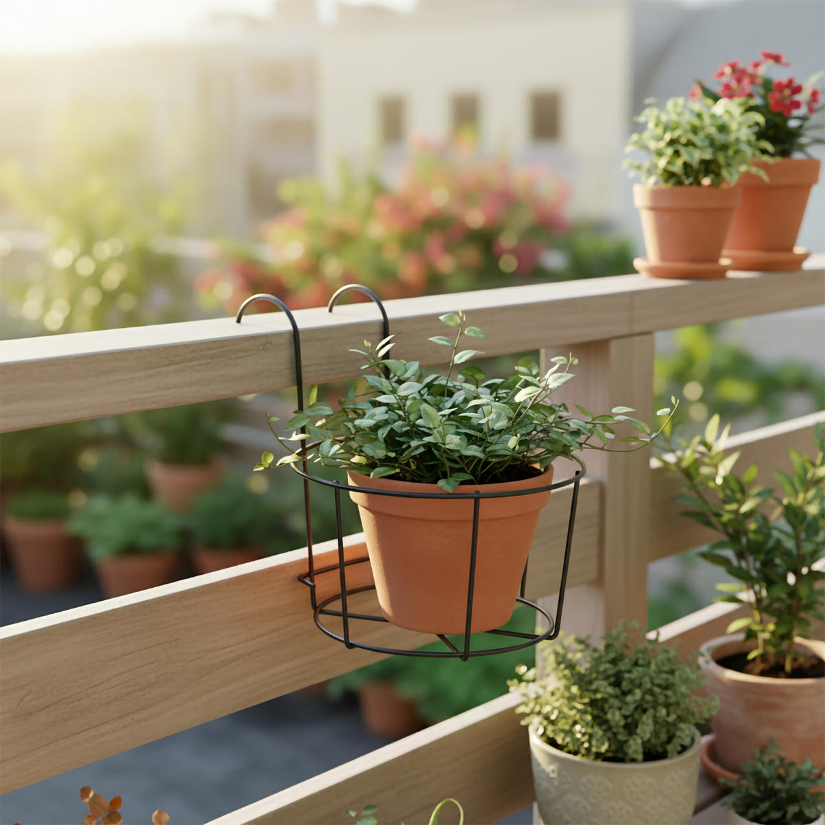 6XZÁVĚSNÝ květináč - černá, kov (20/21/26cm) - Relaxdays