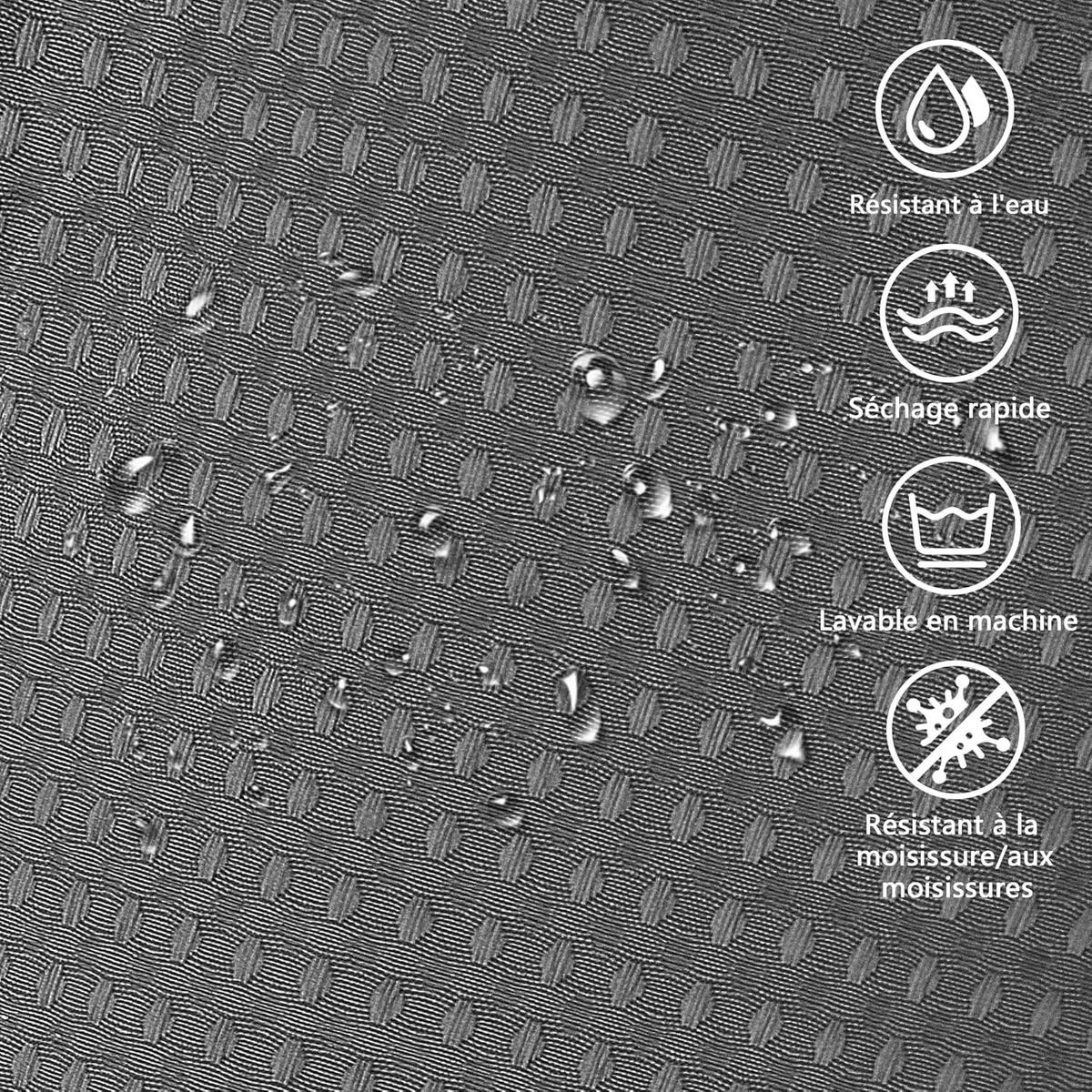 DUSCHVORHANG Grau Waffelstruktur Polyester maschinenwaschbar wasserdicht mit Haken - Grau, Textil (151/182cm) - MCBOSON
