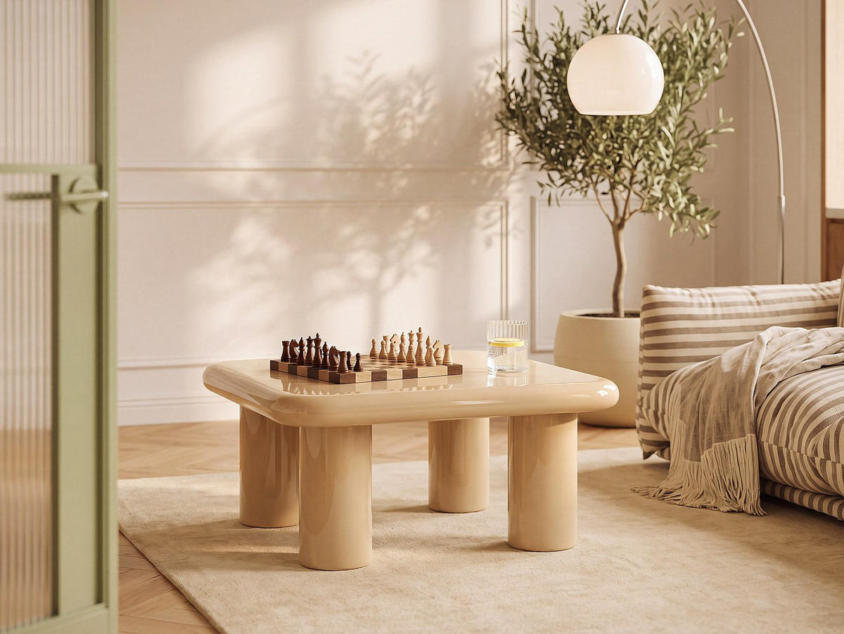 COUCHTISCH - 90 cm x 90 cm - holz - beige Tamisda - Beige, Holz (90/90/41cm) - Vente-Unique
