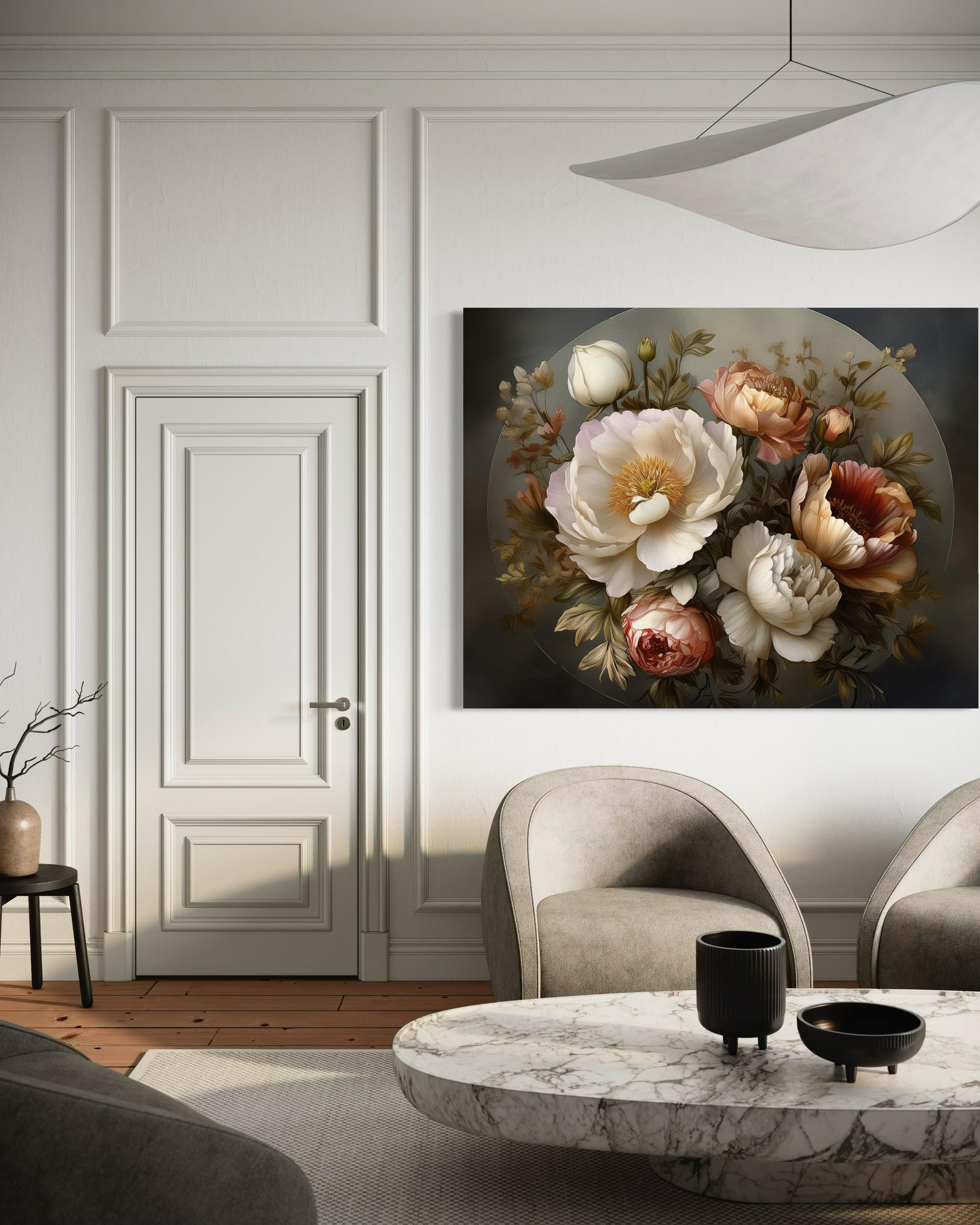 WANDBILD natur botanicals laubblumen - Grau, Textil (60/40cm) - Feeby