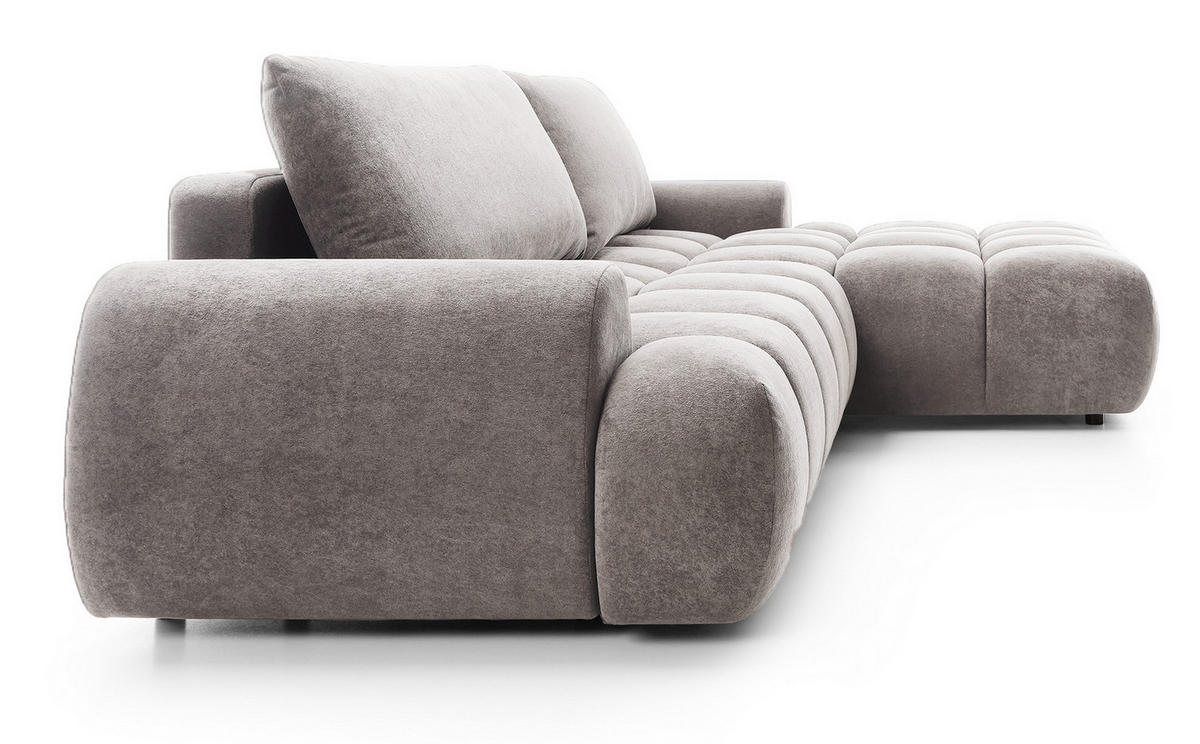 ECKSOFA 280 cm Valerio mit Bettkasten, 280 cm, Rechts, Schlaffunktion, Hellgrau - Hellgrau, Holz (177/280cm) - Emporius