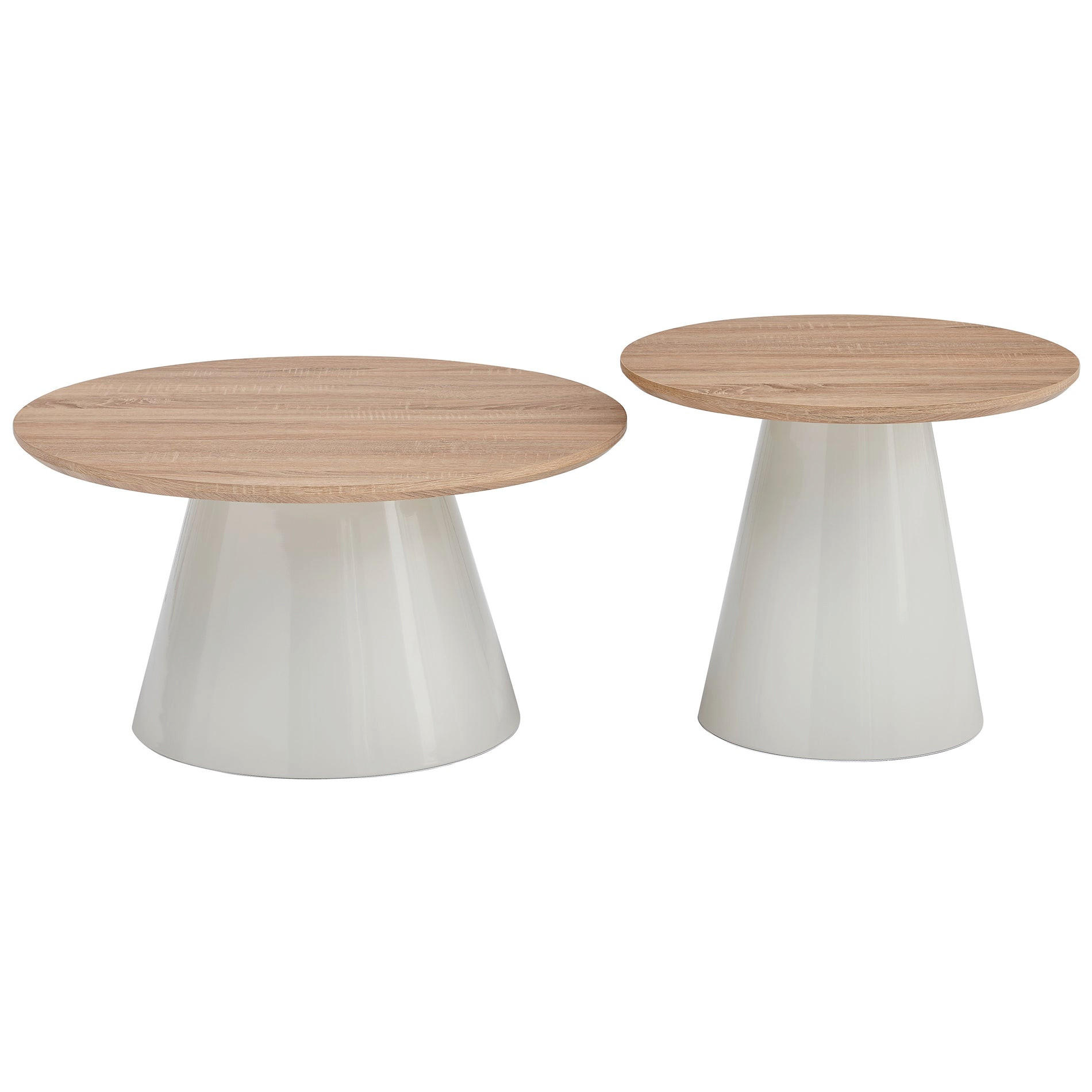 SADA konferenčních stolků Lunnea, přírodní dub, 80 cm - krémová/barva dubu, kov/kompozitní dřevo (80/80/42cm) - Selsey