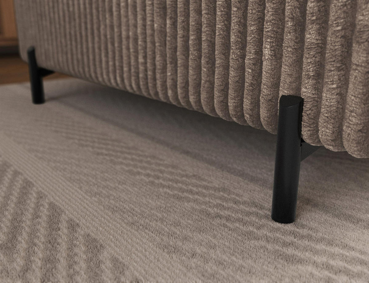 ECKSOFA COLESIO L-Form, Schlaffunktion, Bettkasten, verstellbare Kopfstützen, Wellenfederung, Metallfüße, breiter Cordstoff - Beige/Schwarz, Kunststoff/Metall (204/269cm) - Wohnideebilder