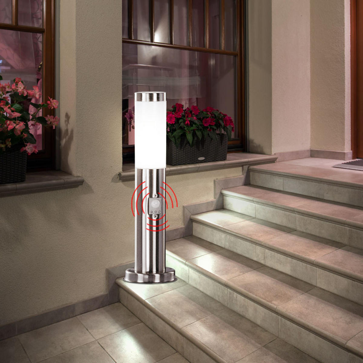 LED STEHLEUCHTE Edelstahl Silber - Silberfarben, Kunststoff/Metall (7.6/45/7.6cm) - Globo Lighting