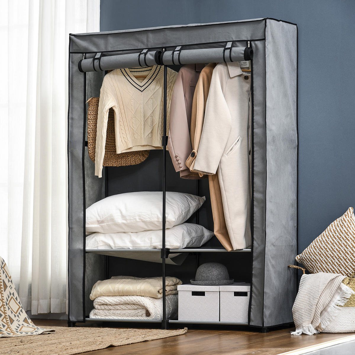 KLEIDERSCHRANK Hellgrau 49.0/118.0/170.0 cm - Hellgrau, Metall (118/170/49cm)