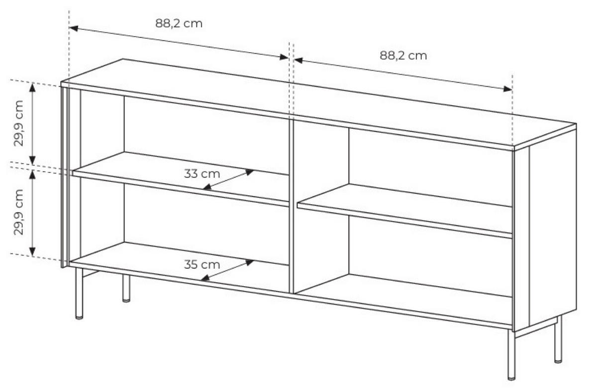 KOMMODE Dunin Eiche LUMIN Glasfront 4 Türen LED Beleuchtung - Schwarz, Holzwerkstoff (181.6/82.6/39.3cm) - Sepro Meble