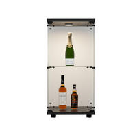 VITRINE 40x86x36,5 cm, Glas, LED, Schloss, Schwarz - Schwarz, Holz (40/86/36cm)