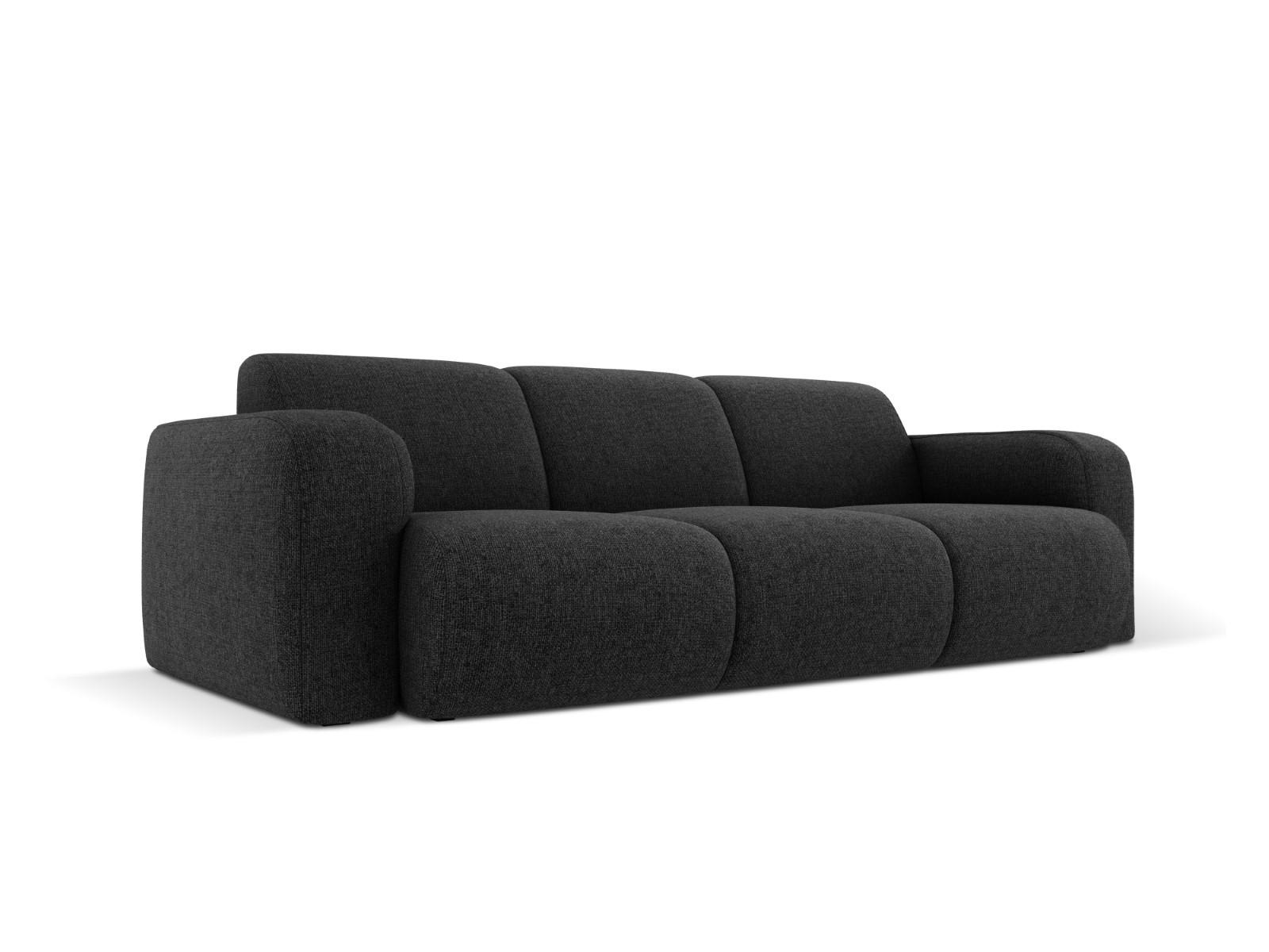 SOFA Molino aus Chenille-Stoff schwarz 3 Sitzplätze - Schwarz, Textil (95/72/235cm) - Micadoni