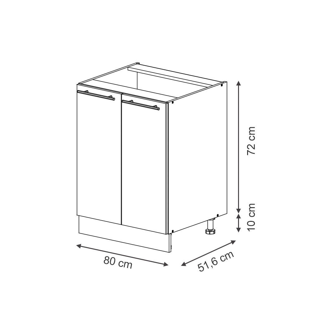 SPÜLENUNTERSCHRANK Fame-Line GrauBeige 80 cm mit Regal, AP Anthrazit - Greige/Weiß, Holzwerkstoff (80/82/60cm) - Vicco