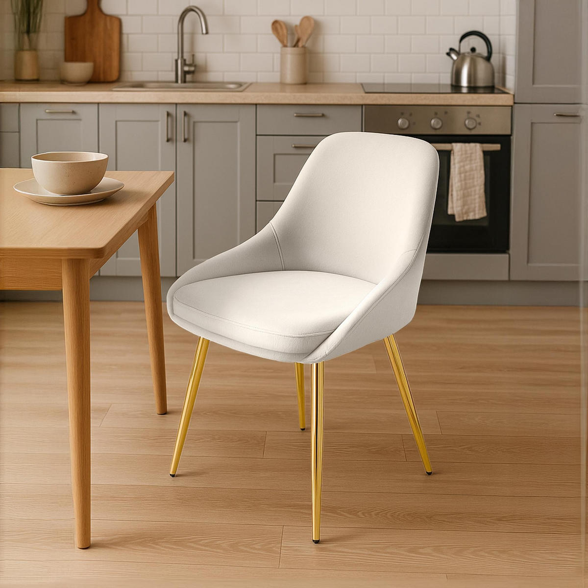 ESSZIMMERSTUHL Elmira 86x50x53 cm creme - Creme, Textil (50/86/53cm) - furnicato