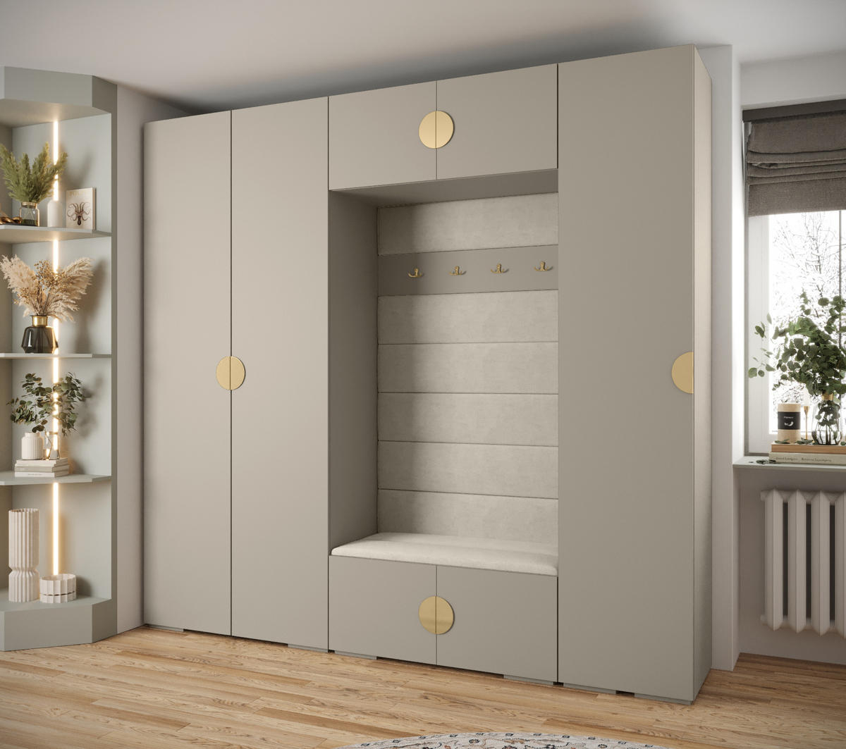 GARDEROBEN-SET 236,7/250/47 - Kaschmir/Goldfarben, Holz/Kunststoff (250/236.7/47cm) - Abiks Möbel