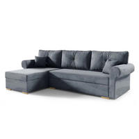 ECKSOFA LION, L-Form mit Schlaffunktion und Bettkasten, Dunkelgrau, Veloursstoff, links - Dunkelgrau, Textil (238/85cm) - Sepro Meble