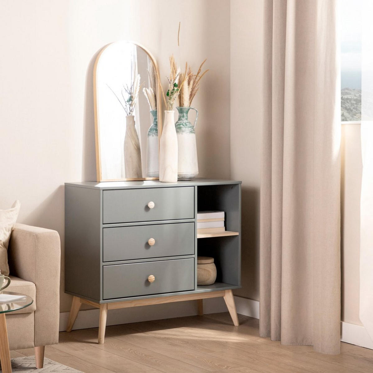 KOMMODE MIT SCHUBLADEN Luke Grün 90 cm x 81 cm - Grün, Holzwerkstoff (90/81/40cm) - Klast Home