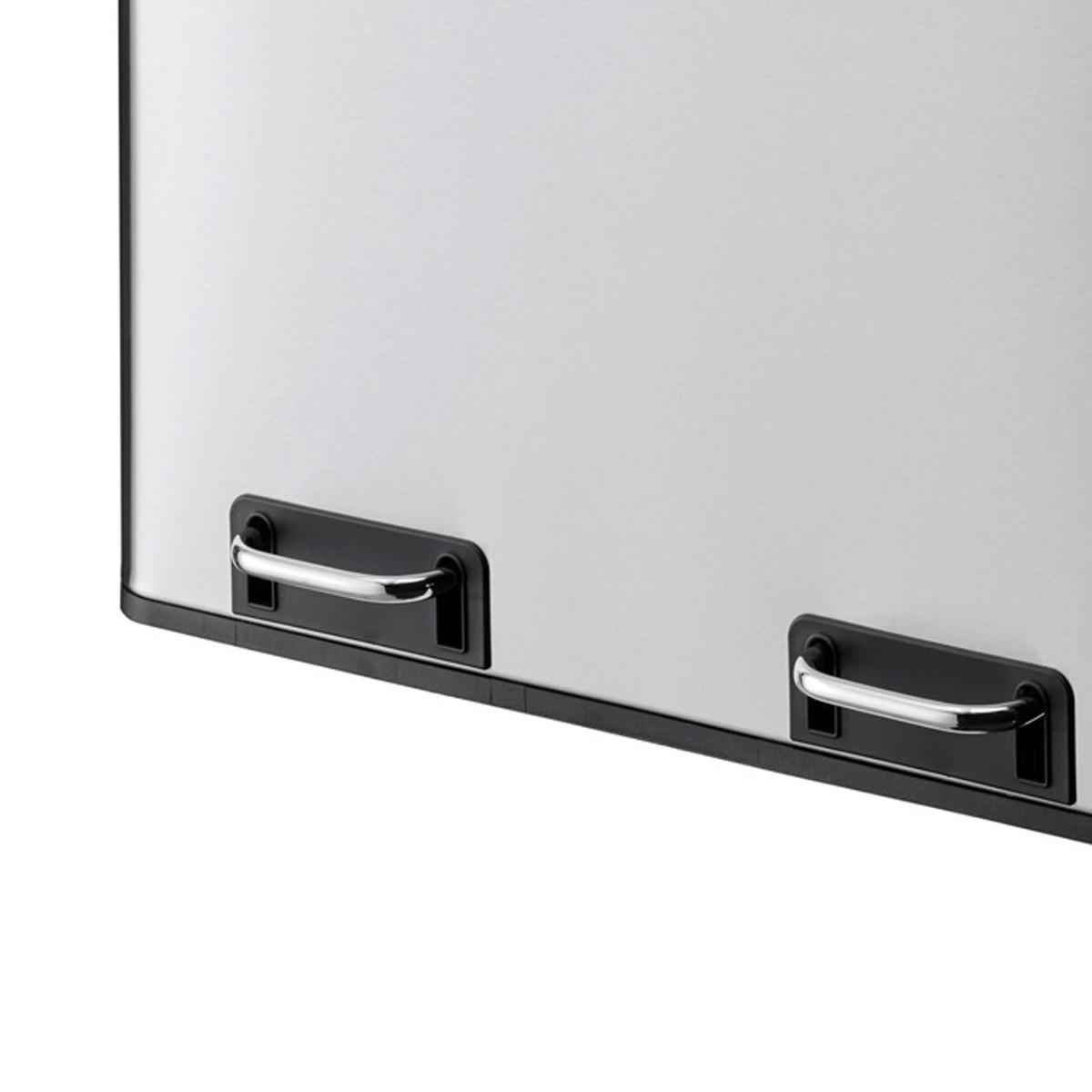MÜLLTRENNSYSTEM TM2X24 – 48 Liter Mülleimer mit 2 Fächern (2x24L), Treteimer mit Softclose, Silber - Silberfarben, Metall (59/54.5/36cm) - SVITA