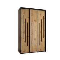 SCHWEBETÜRENSCHRANK 235,2/160/45 3-türig - Schwarz/Eiche Artisan, Holz/Metall (160/235/45cm) - Abiks Möbel