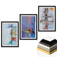 WANDBILDER 3er-Set - 40x60 cm Schwarzer Rahmen - Abstrakte Gemäldekompositionen - Schwarz, Kunststoff (40/60cm) - ArtPrintCave