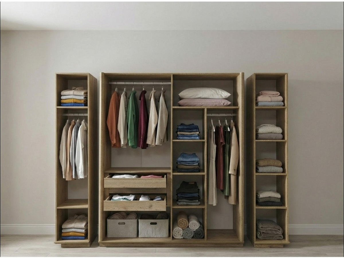 KLEIDERSCHRANK Anka 4 trg. - Creme, Holzwerkstoff (180/217/62cm)