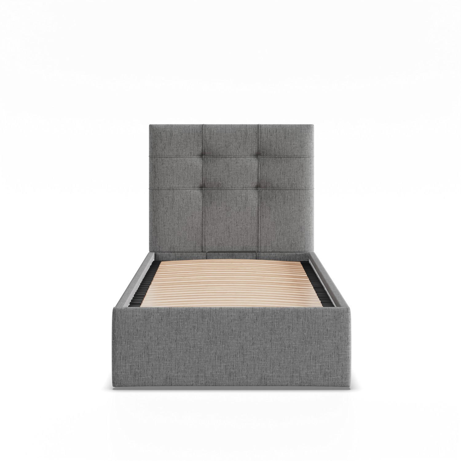 POLSTERBETT MIT KOPFTEIL 90x200 mit Bettkasten SORIA, Grau - Dunkelgrau, Textil (90/200cm) - Mebligo