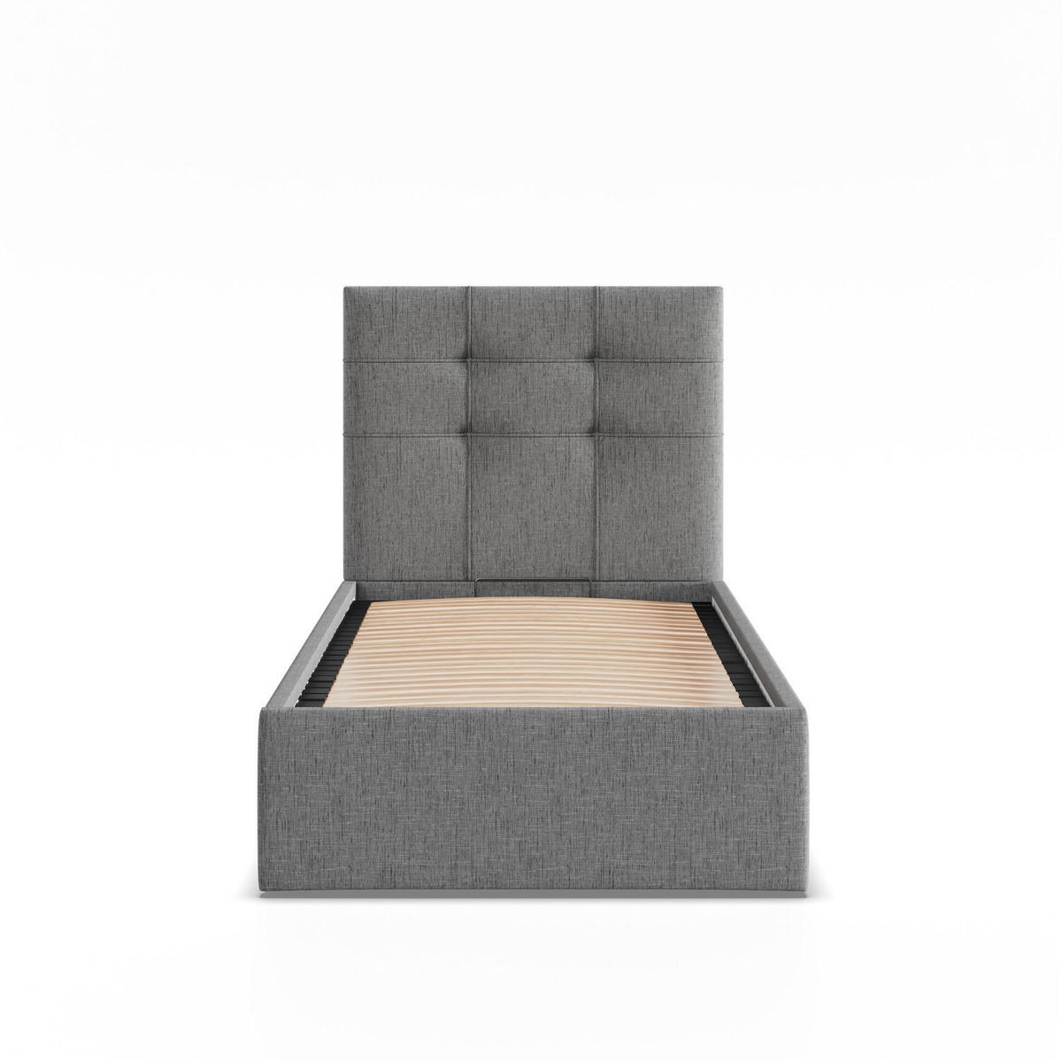 POLSTERBETT MIT KOPFTEIL 90x200 mit Bettkasten SORIA, Grau - Dunkelgrau, Textil (90/200cm) - Mebligo