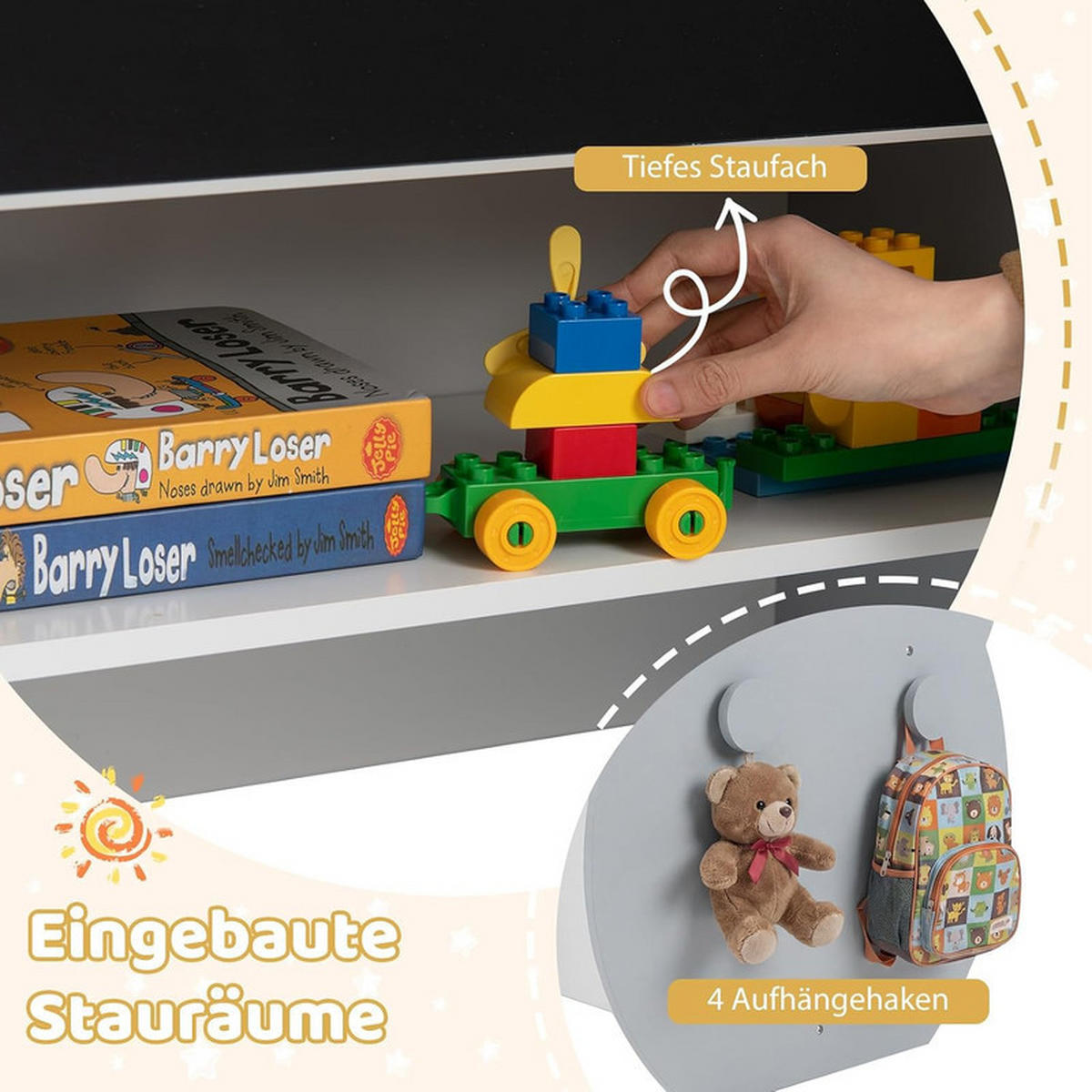 KINDERTISCH mit stuhl grau(2-tlg) - Grau, Holzwerkstoff (59.5/60/60cm) - COSTWAY