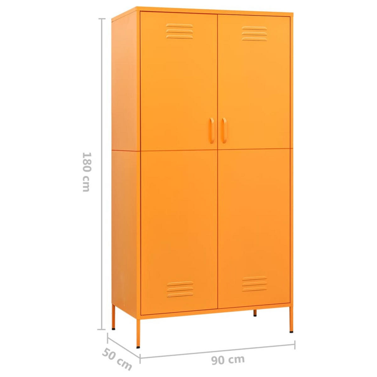 KLEIDERSCHRANK mit 4 höhenverstellbare Fächer, 90/50/180 cm, aus Stahl, in Senfgelb, 2-türig - Gelb, Metall (50/180/90cm) - vidaXL