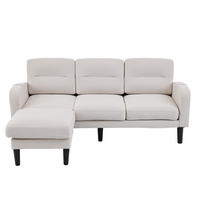 ECKSOFA L Form 3-Sitzer Chaiselongue Stauraum Tasche Beige 204cm - Beige, Textil (204/136cm) - FLIEKS