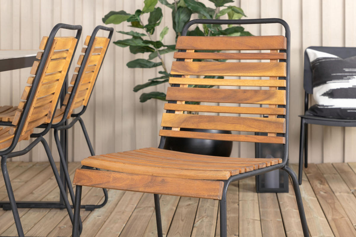 GARTENSTUHL 2er Set Akazie Dekor - Akaziefarben, Metall (57/86/59cm) - ebuy24