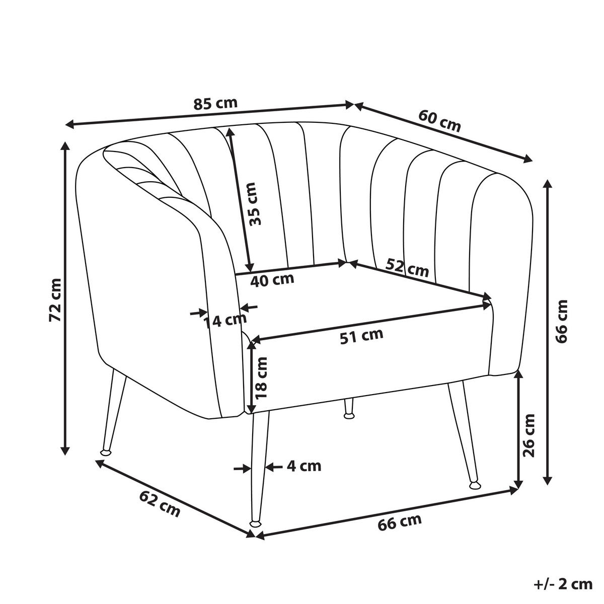 SESSEL Samtstoff Grau Laconia - Grau, Textil/Metall (85/72/62cm) - Beliani