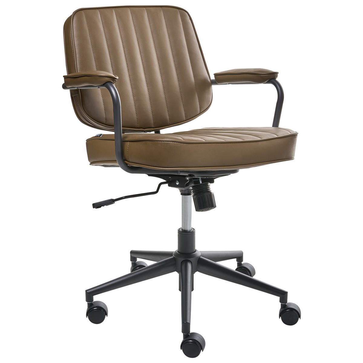 SCHREIBTISCHSTUHL Braun Berne - Silberfarben/Schwarz, Kunststoff (60/80/60cm) - Beliani