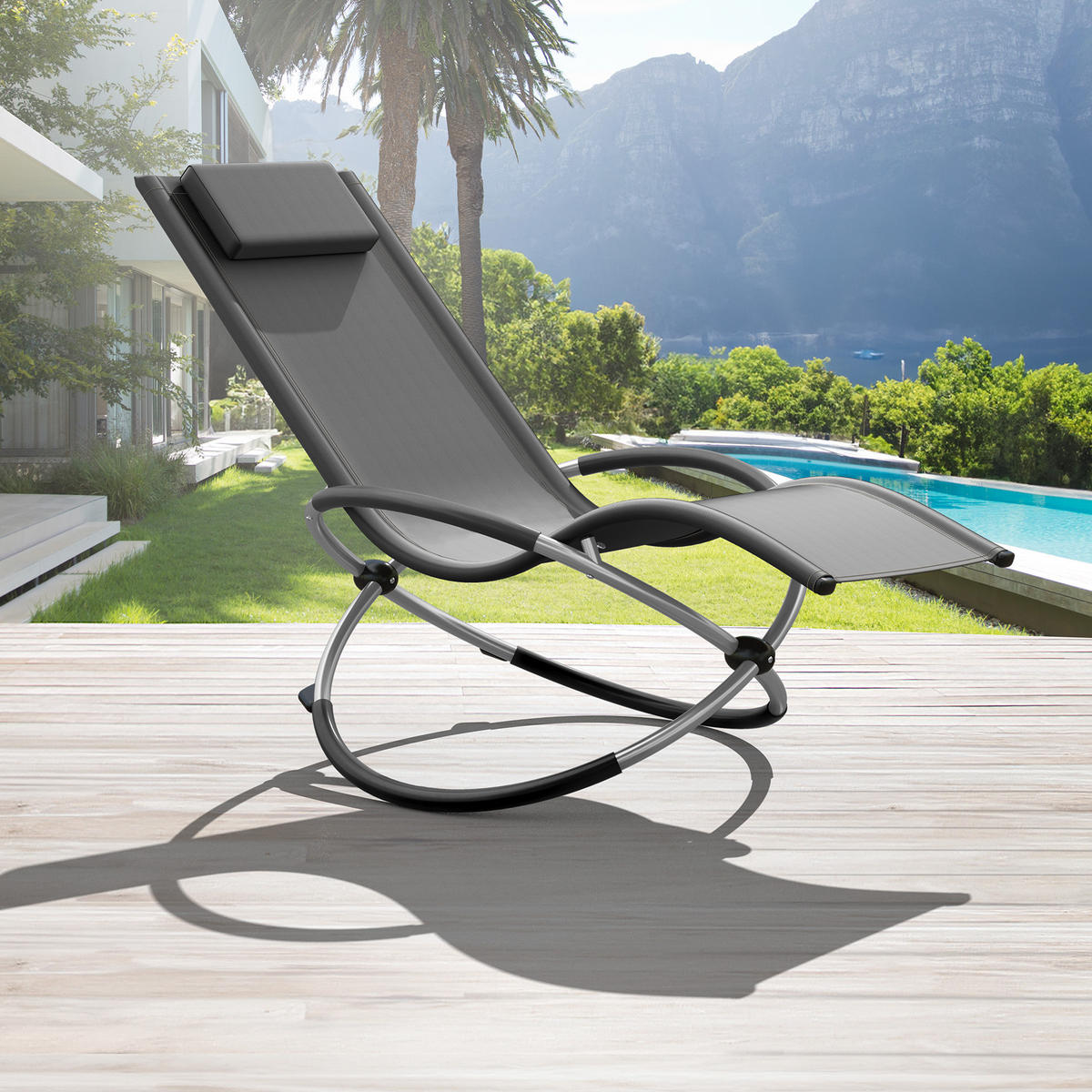 SONNENLIEGE Paulina,150 x 73 x 93 cm,grau - Grau, Metall (73/93/150cm) - tectake