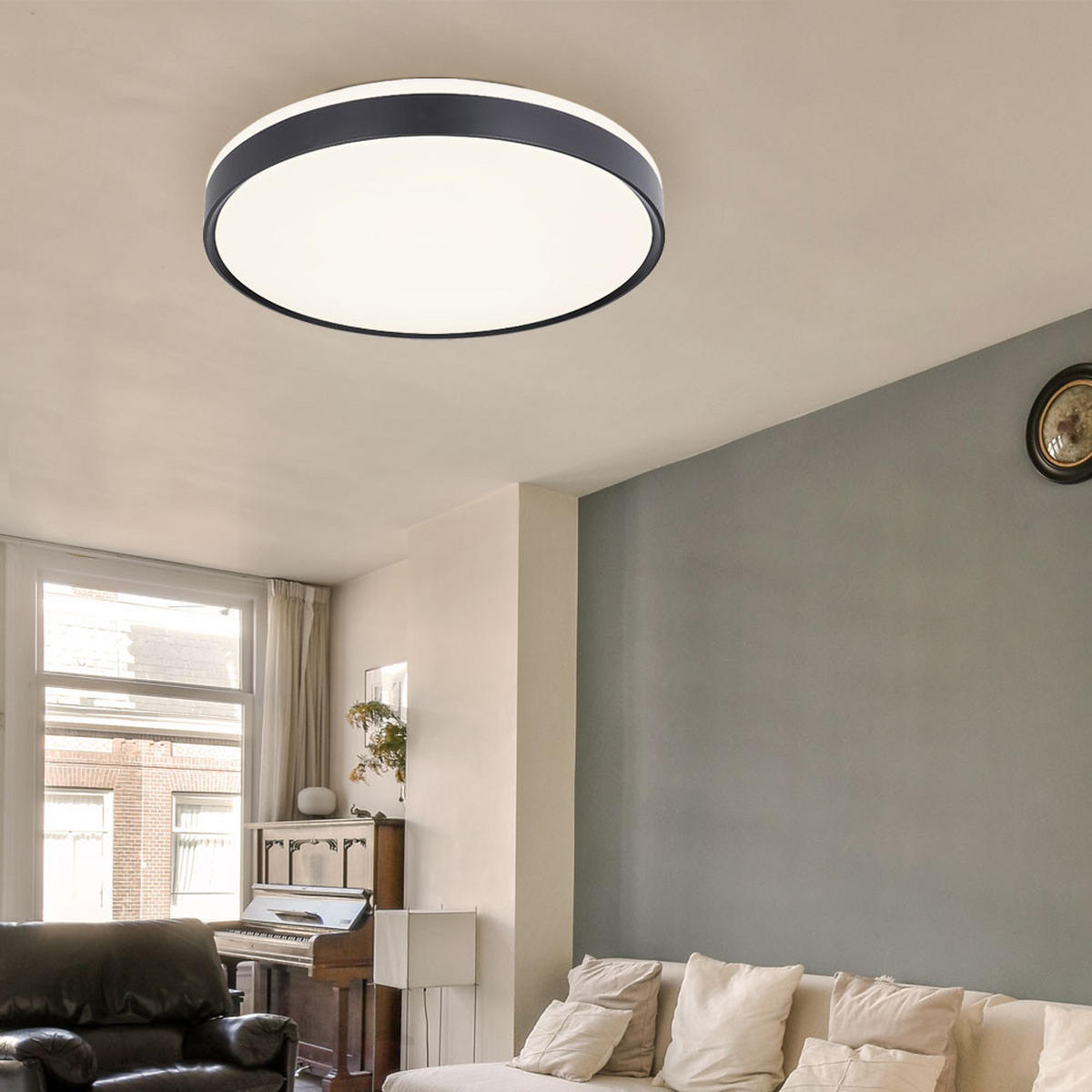 LED DECKENLEUCHTE Metall Schwarz Weiß - Schwarz, Metall (39/39/8cm) - Globo Lighting