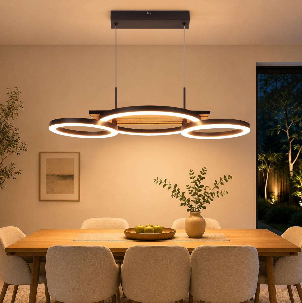 LED PENDELLEUCHTE Nythric 58/30/141 cm - Schwarz, Kunststoff/Metall (58/30/141cm) - ZMH