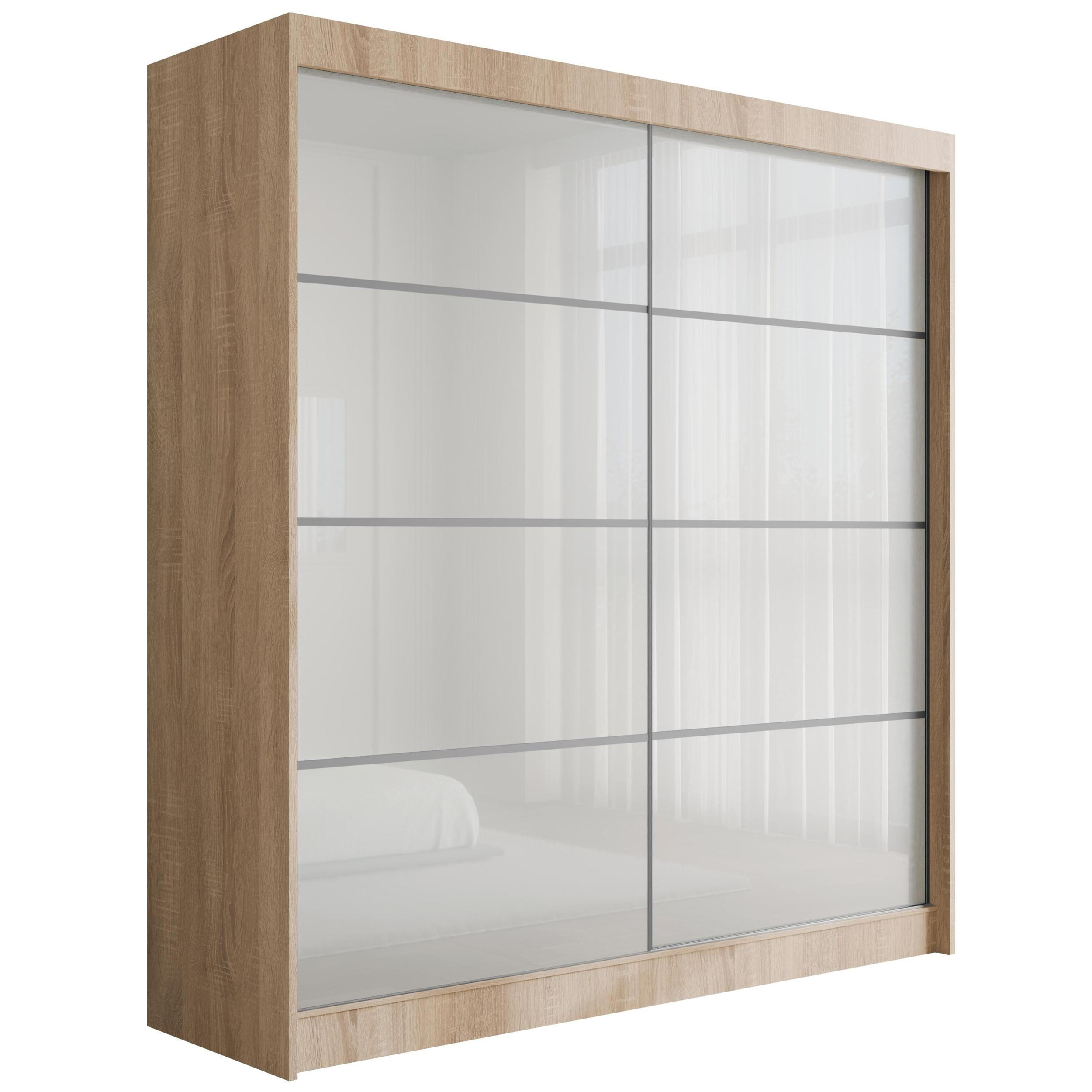 KLEIDERSCHRANK PEKA III - 200 cm - Sonoma Eiche|Weiß - Weiß/Sonoma Eiche, Holzwerkstoff (200/215/61cm) - ALTDECOR