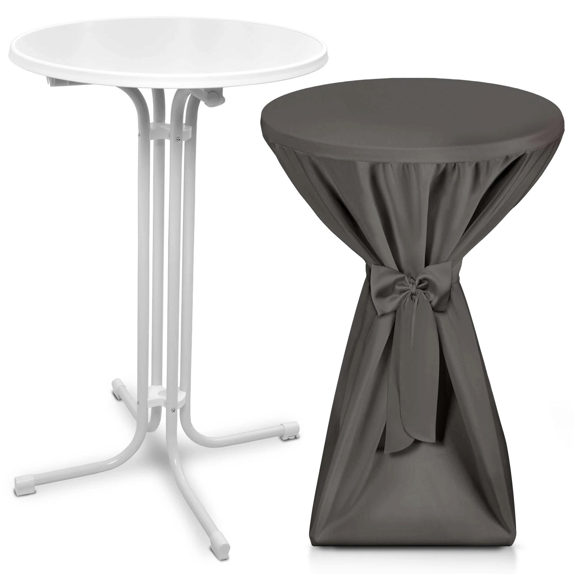 STEHTISCH Bellini Ø 80cm Weiß mit Premium Stehtischhusse Ø 80cm Anthrazit - Anthrazit/Schwarz, Metall (80/80/110cm) - Beautissu 