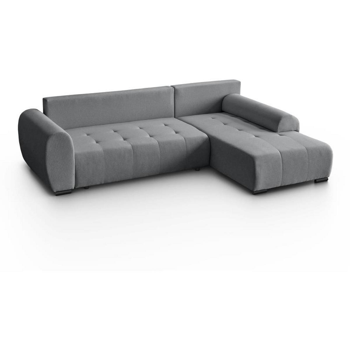 ECKSCHLAFSOFA Diana mt Bettkasten grau rechts - Schwarz/Grau, Textil (255/175cm) - Beautysofa