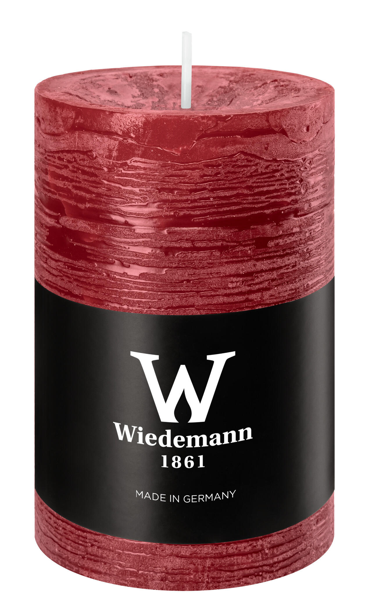 STUMPENKERZE Rustik Marble Style Bordeaux Ø 90 x Ø 58 mm, 1 Stück - Bordeaux, Paraffin (6/9cm) - Wiedemann Kerzen