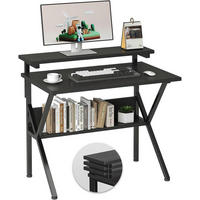 SCHREIBTISCH mit Regal 70 x 48 cm Schwarz - Schwarz, Holzwerkstoff (69.9/48/75.9cm)