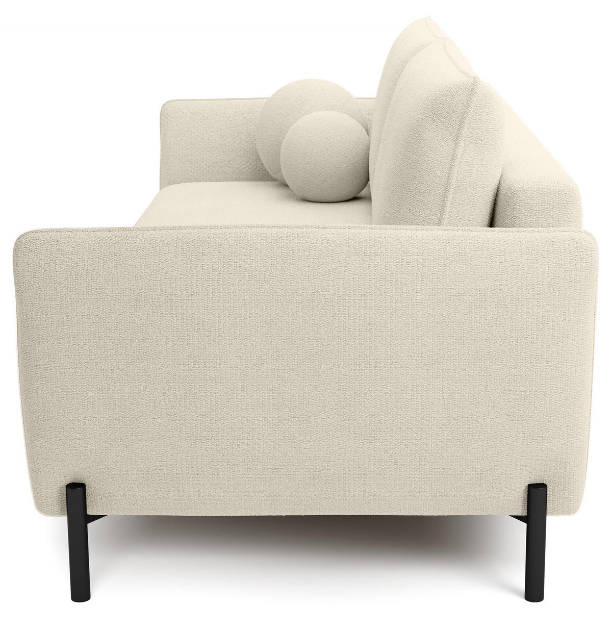 SOFA Veruco Cremeweiß mit Schlaffunktion - Creme/Schwarz, Textil/Metall (234/90/100cm) - Selsey