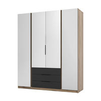 DREHTÜRENSCHRANK CAGLIARI 200/239/61,9cm 4-türig mit Spiegel Goldfarben - Goldfarben/Schwarz, Holzwerkstoff (200/239/61.9cm) - MASSENO