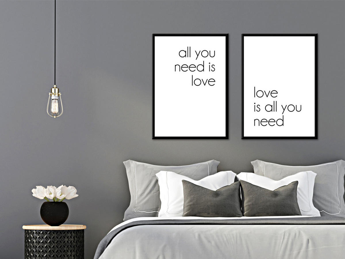 BILD mit Rahmen 2er Set 51x71 cm Spruch: Liebe - Weiß, Holz (51/71cm) - artissimo