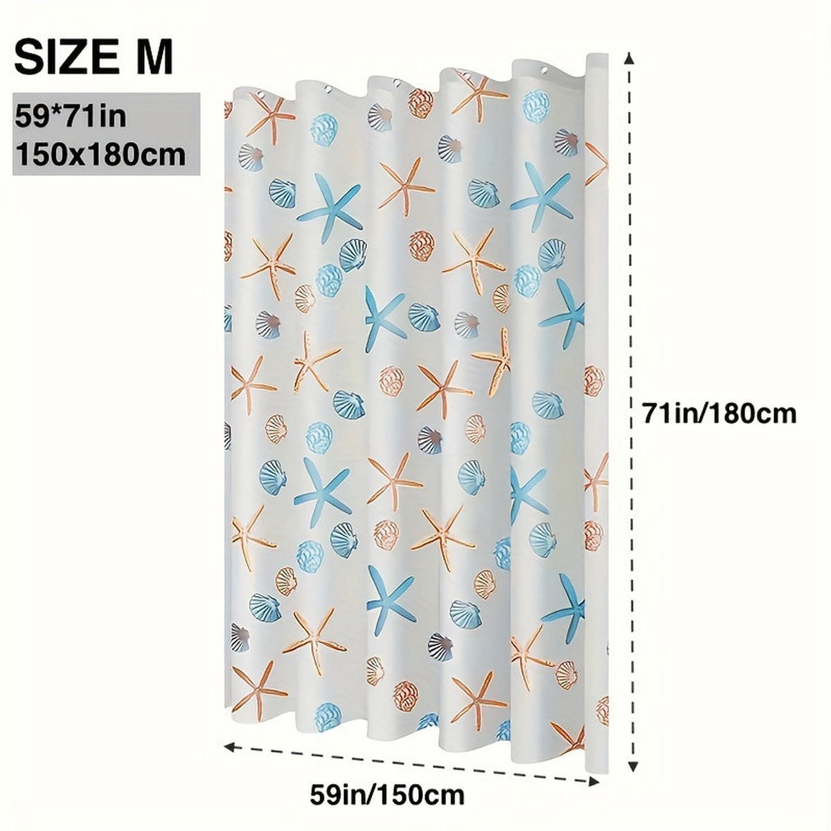 DUSCHVORHANG PEVA Sterne Meer Muster 150 x 180 cm für Dekoration Badezimmer Badewanne - Multicolor, Kunststoff (150/180cm) - MCBOSON