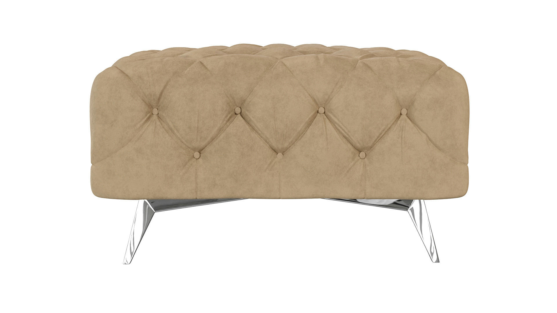 HOCKER Chesterfield Laura Beige Samt - Beige/Silberfarben, Holz/Textil (80/45/80cm) - S-Style Möbel