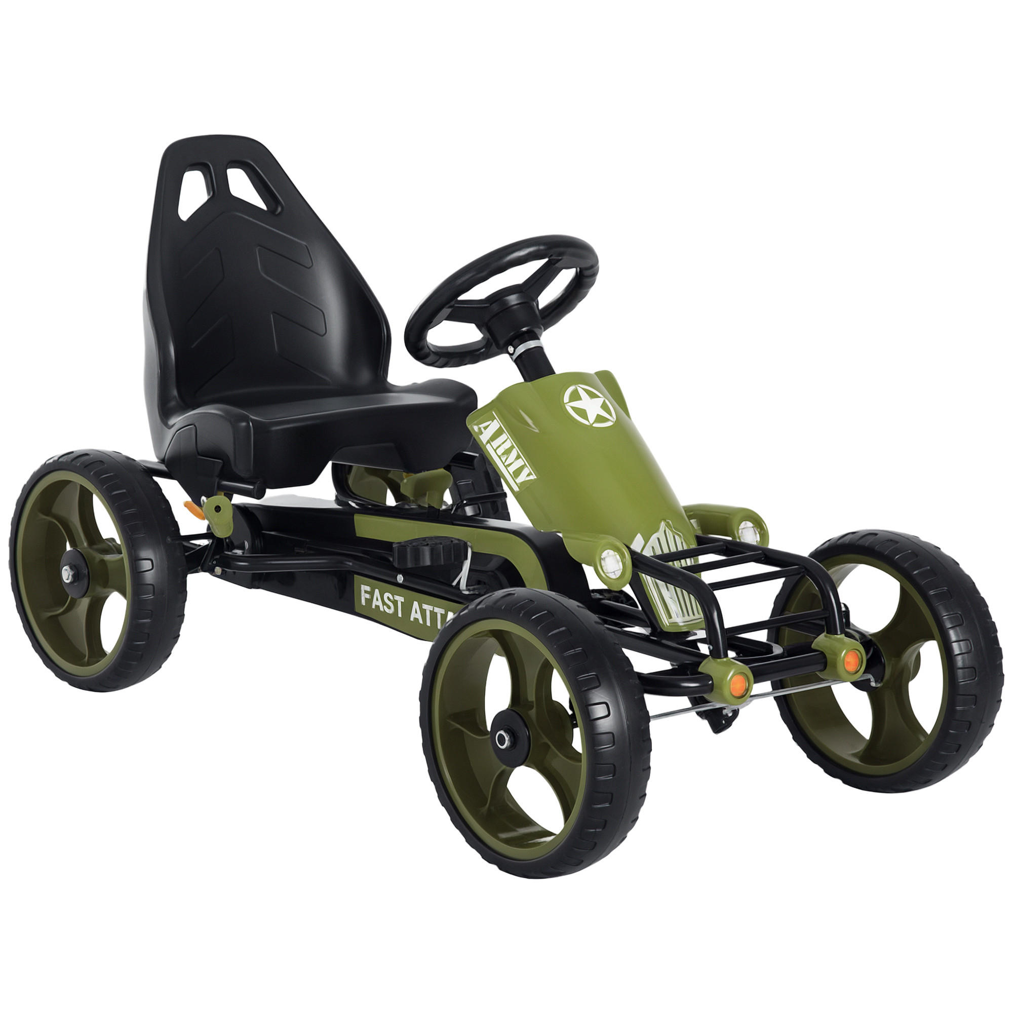 GOKART DE-06087 mit Handbremse und verstellbarem Sitz Grün - Grün, Kunststoff/Metall (105/54/61cm) - ComfortXL