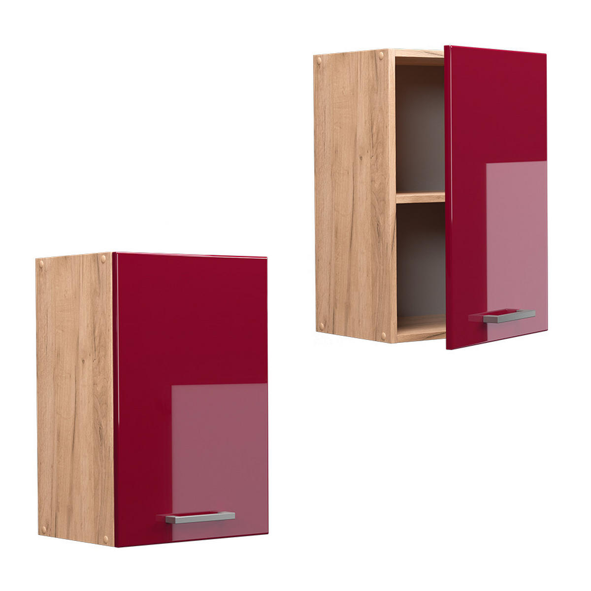 HÄNGESCHRANK R-Line Rot Hochglanz 40 cm - Honigeiche/Bordeaux, Holzwerkstoff (40/60/31cm) - Vicco