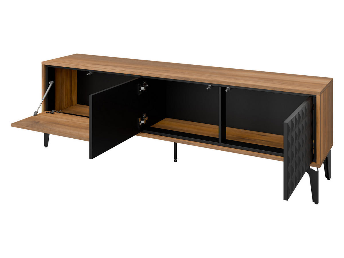 TV-LOWBOARD Ella 190 - Schwarz/Braun, Holzwerkstoff/Metall (190/60/40cm) - MIRJAN24