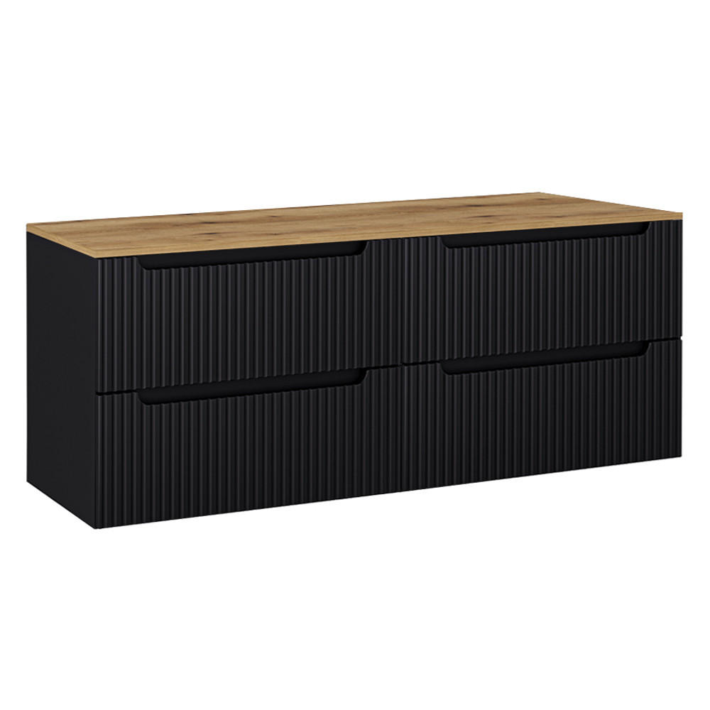 WASCHBECKENSCHRANK Newport-56 - Schwarz, Holzwerkstoff (160/60/40cm) - Lomado