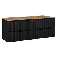 WASCHBECKENSCHRANK Newport-56 - Schwarz, Holzwerkstoff (160/60/40cm) - Lomado
