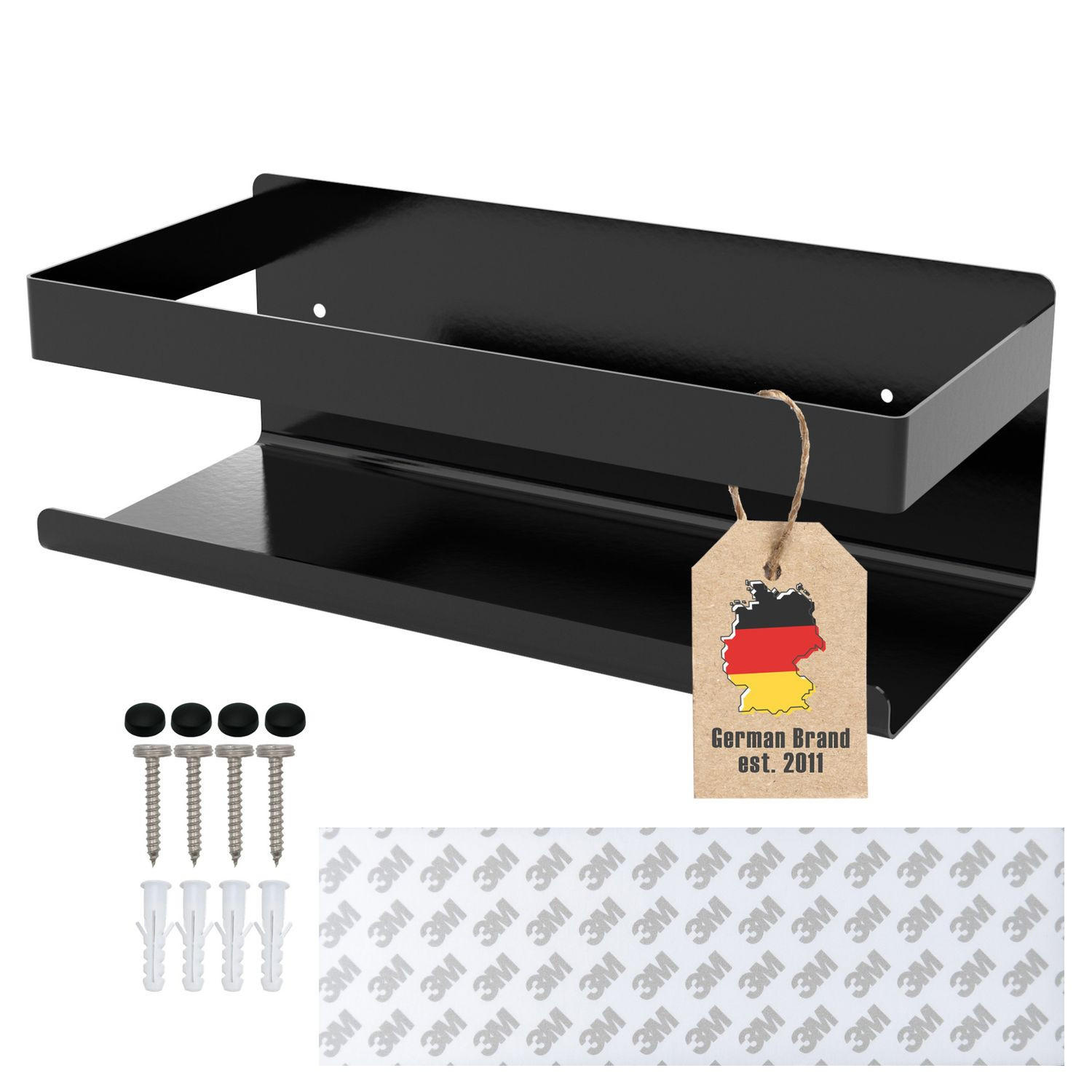 DUSCHREGAL Selbstklebend 23/10/8 (Schwarz) - Schwarz, Metall (10/8/23cm) - Intirilife