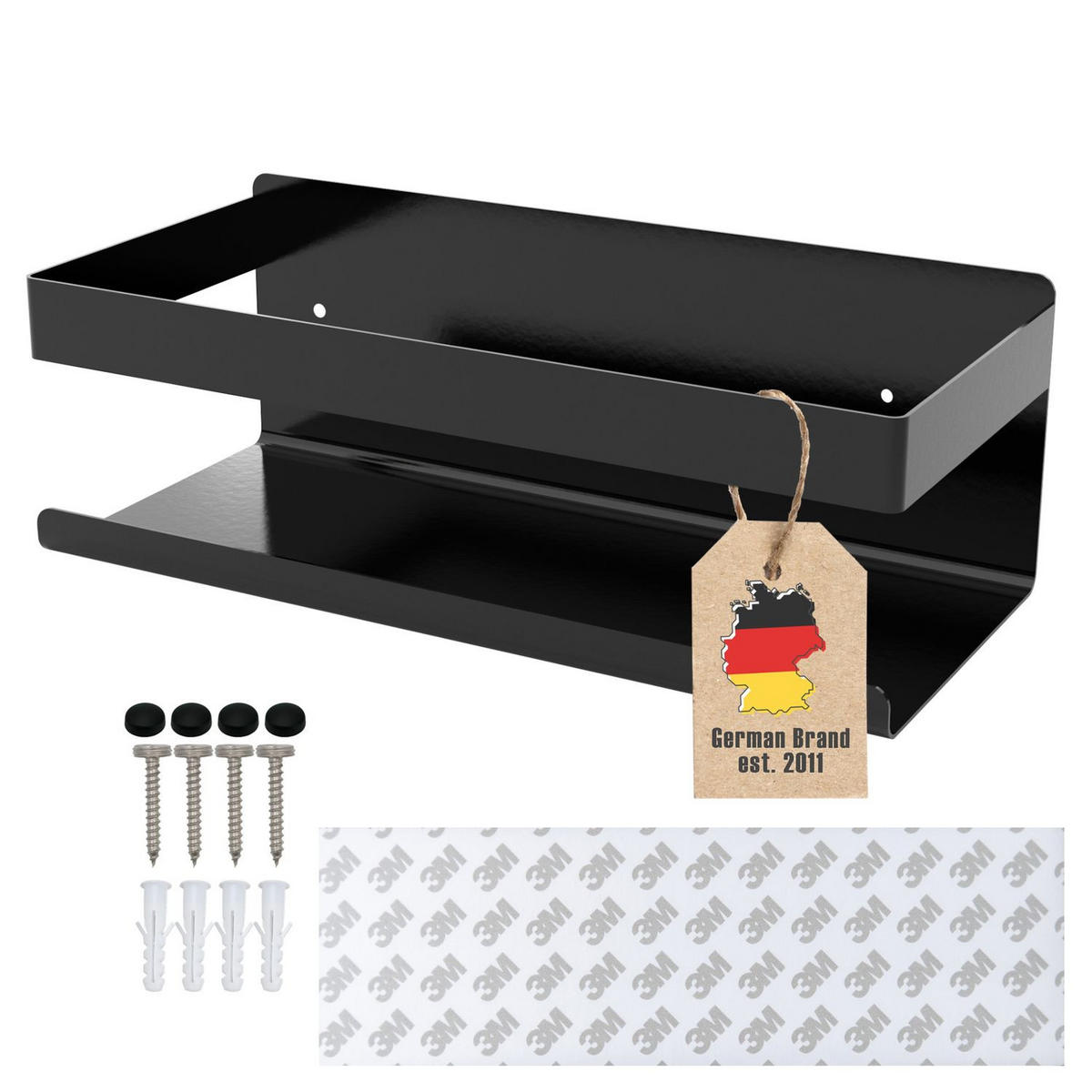 DUSCHREGAL Selbstklebend 23/10/8 (Schwarz) - Schwarz, Metall (10/8/23cm) - Intirilife
